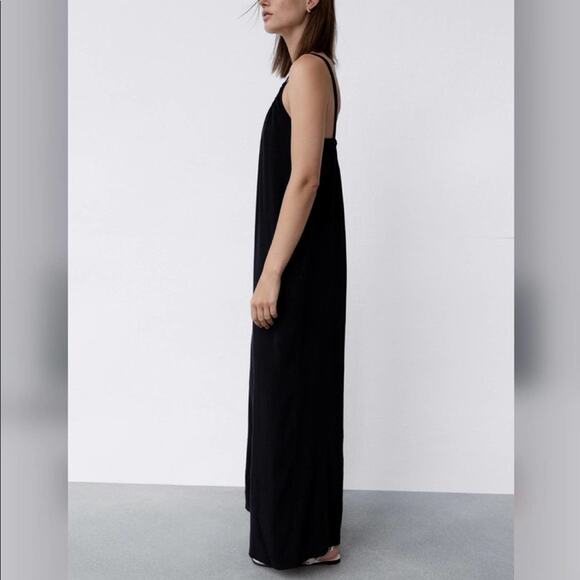 Zara Black Straps Midi Jumpsuit Size Extra Small XS - Picture 6 of 8